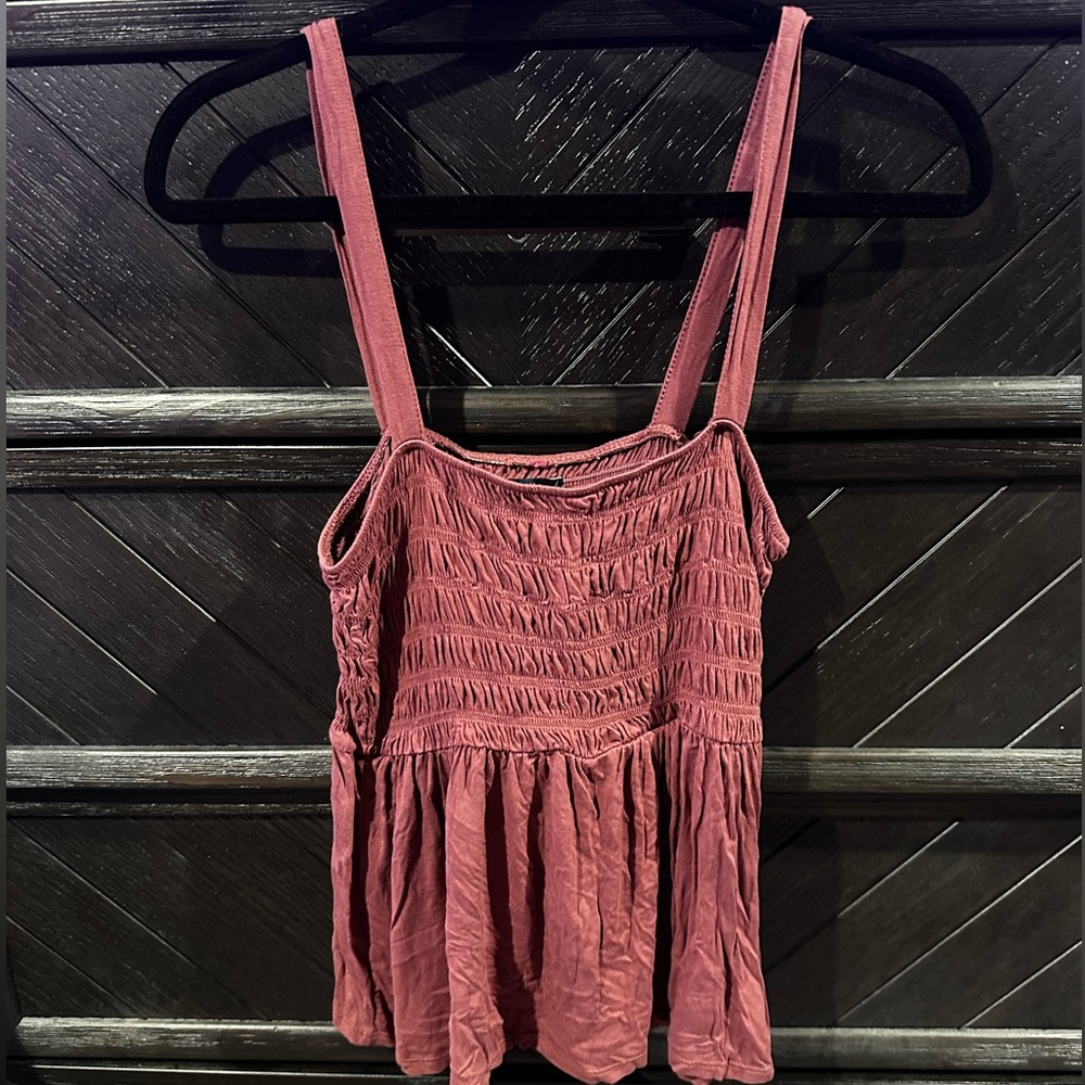 Dusty rose colored babydoll tank top